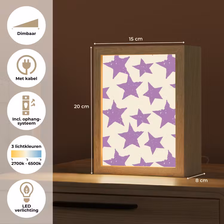 Gepersonaliseerde Lightbox - Paars - Geometrisch - Sterren - Stempel - Patroon — 7