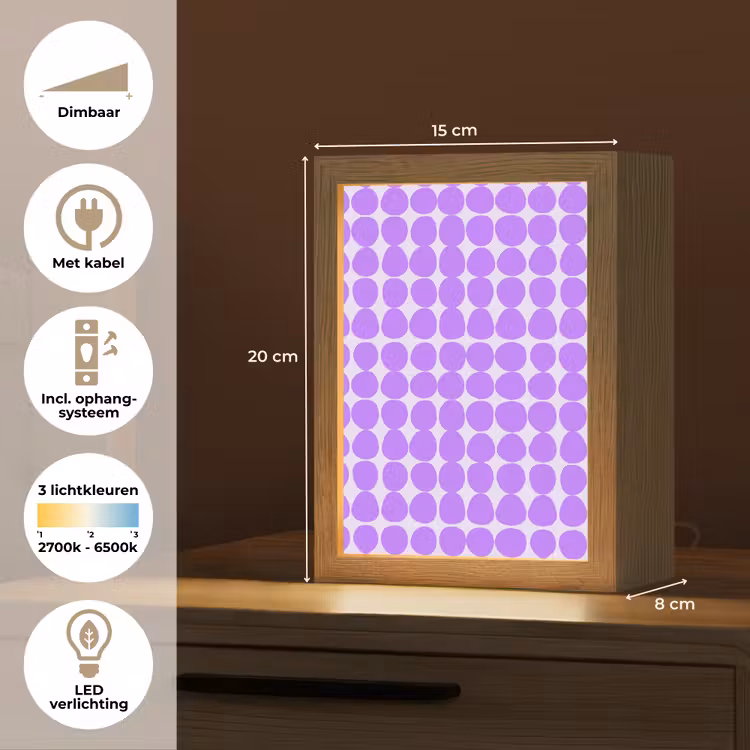 Gepersonaliseerde Lightbox - Paars - Geometrisch - Stippen - Polka Dot - Patroon — 7