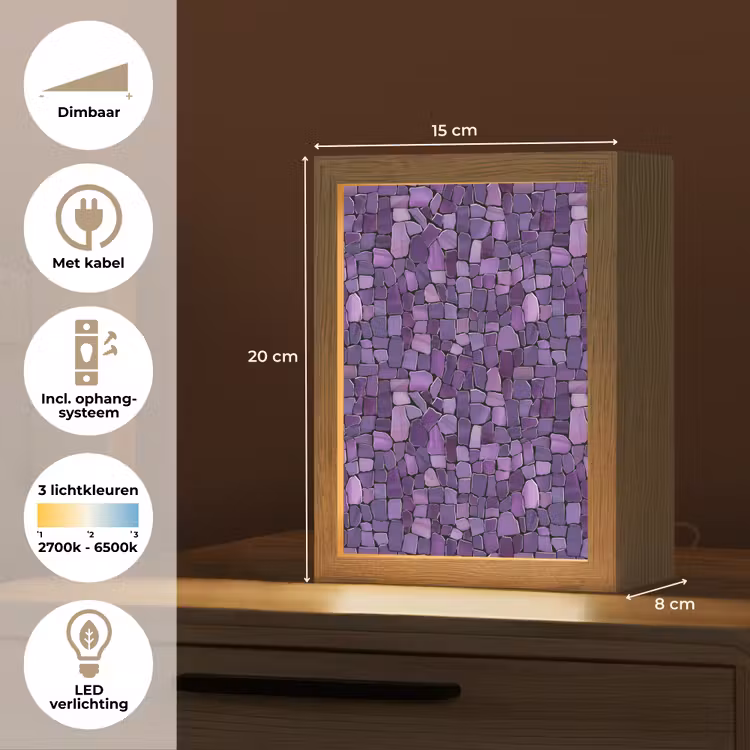 Gepersonaliseerde Lightbox - Paars - Mozaïek - Scherven - Steen - Patroon — 7