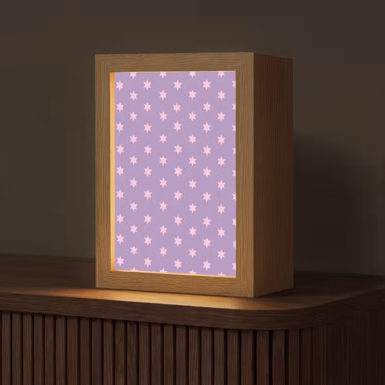 Gepersonaliseerde Lightbox - Paars - Roze - Sterren - Geometrisch - Patroon — 1