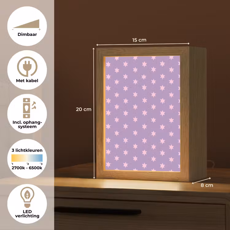 Gepersonaliseerde Lightbox - Paars - Roze - Sterren - Geometrisch - Patroon — 7