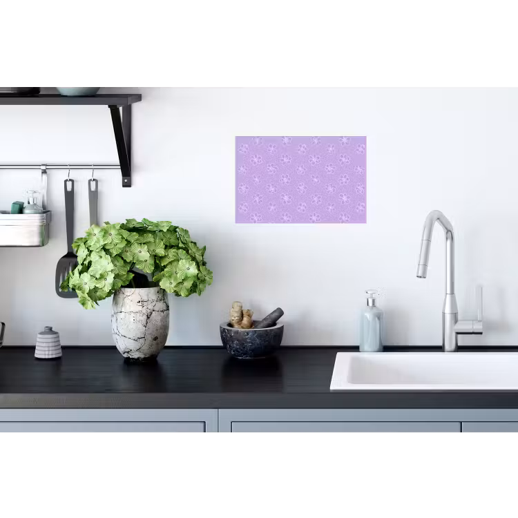 Muursticker - Lila - Botanisch - Bloemen - Handgetekend - Patroon — 2