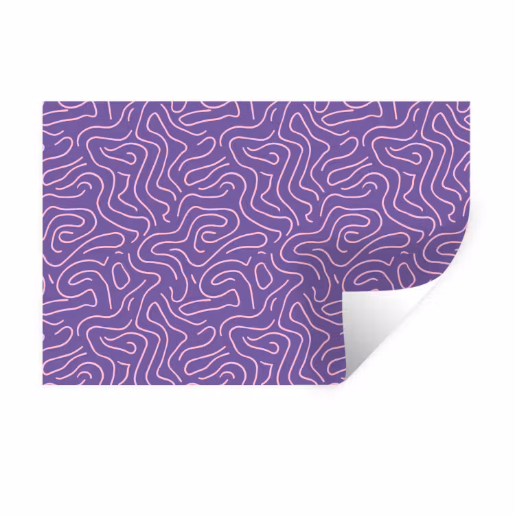 Muursticker - Paars - Roze - Abstract - Lijnen - Doolhof - Patroon — 1