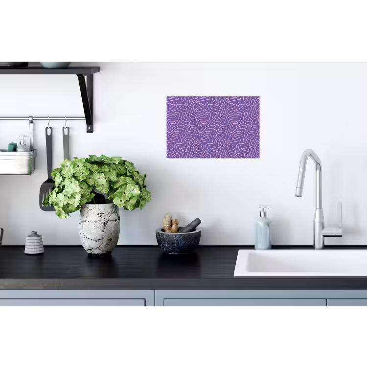 Muursticker - Paars - Roze - Abstract - Lijnen - Doolhof - Patroon — 2