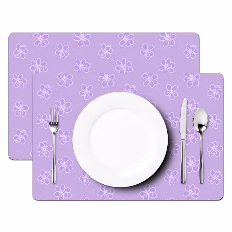 Placemat - 6 stuks - Lila - Botanisch - Bloemen - Handgetekend - Patroon — 2