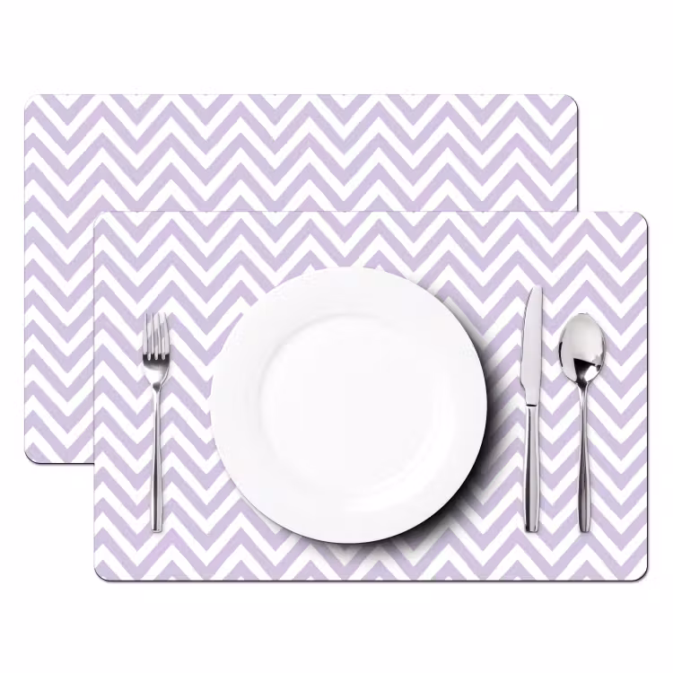 Placemat - 6 stuks - Lila - Geometrisch - Chevron - Zigzag - Patroon — 2