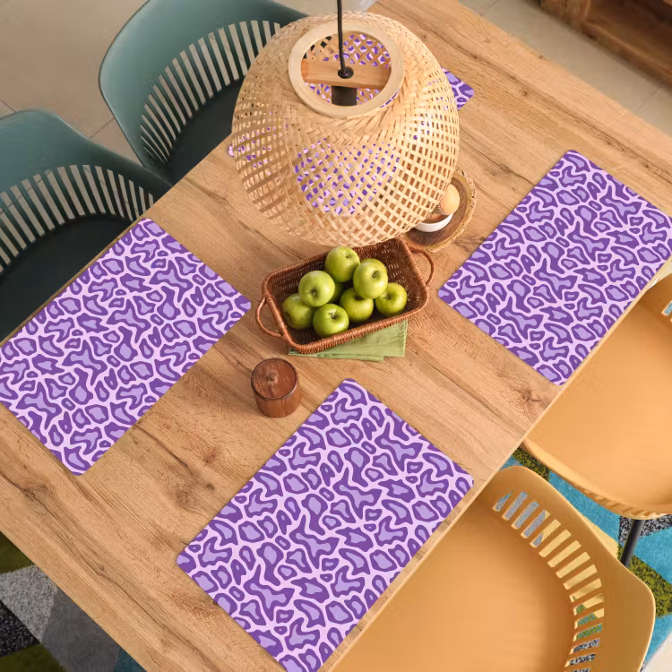 Placemat - 6 stuks - Paars - Abstract - Luipaard - Vlekken - Groovy - Patroon — 6