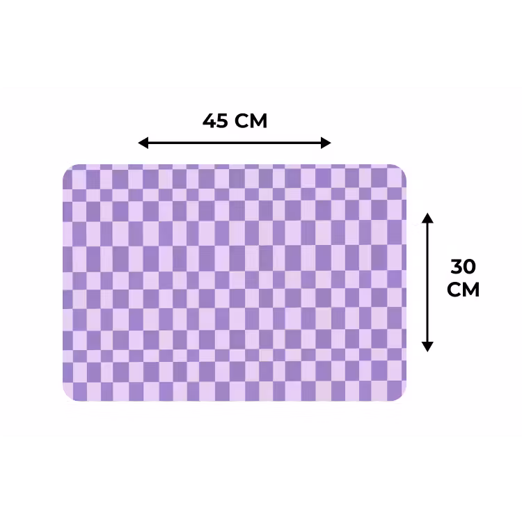 Placemat - 6 stuks - Paars - Geometrisch - Dambord - Blokken - Patroon — 3