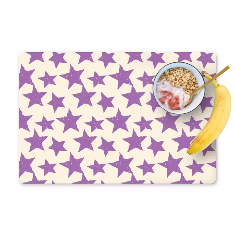 Placemat - 6 stuks - Paars - Geometrisch - Sterren - Stempel - Patroon — 1