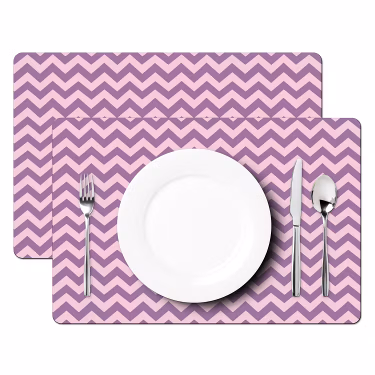 Placemat - 6 stuks - Paars - Roze - Geometrisch - Chevron - Zigzag - Patroon — 2