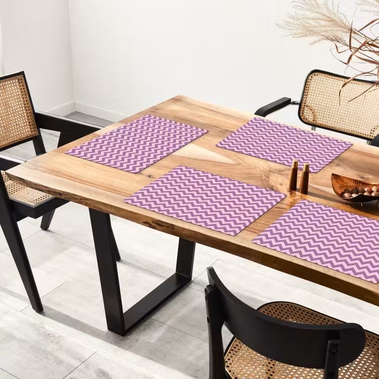Placemat - 6 stuks - Paars - Roze - Geometrisch - Chevron - Zigzag - Patroon — 5