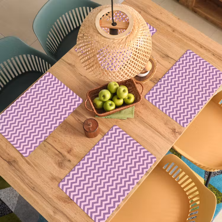 Placemat - 6 stuks - Paars - Roze - Geometrisch - Chevron - Zigzag - Patroon — 6