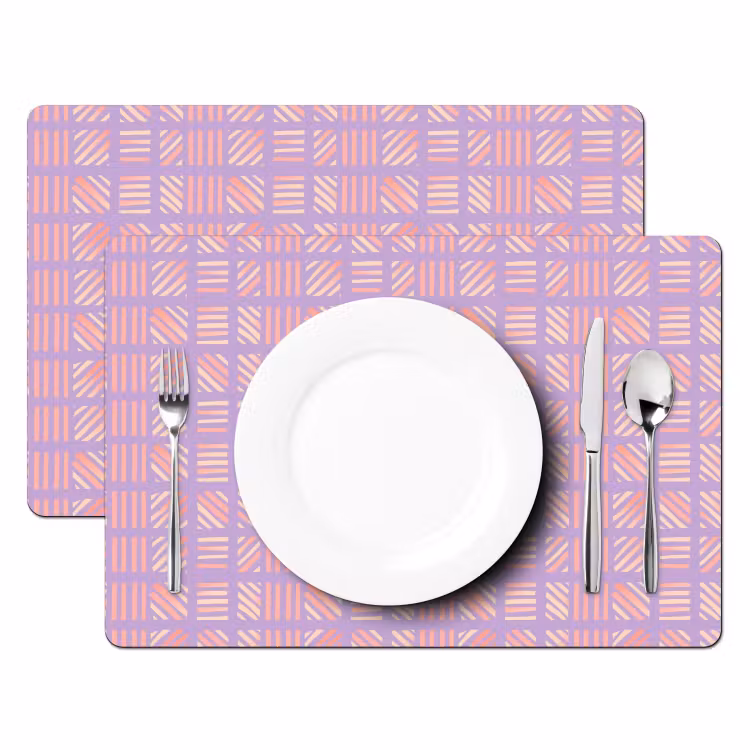 Placemat - 6 stuks - Paars - Roze - Geometrisch - Strepen - Blokken - Patroon — 2