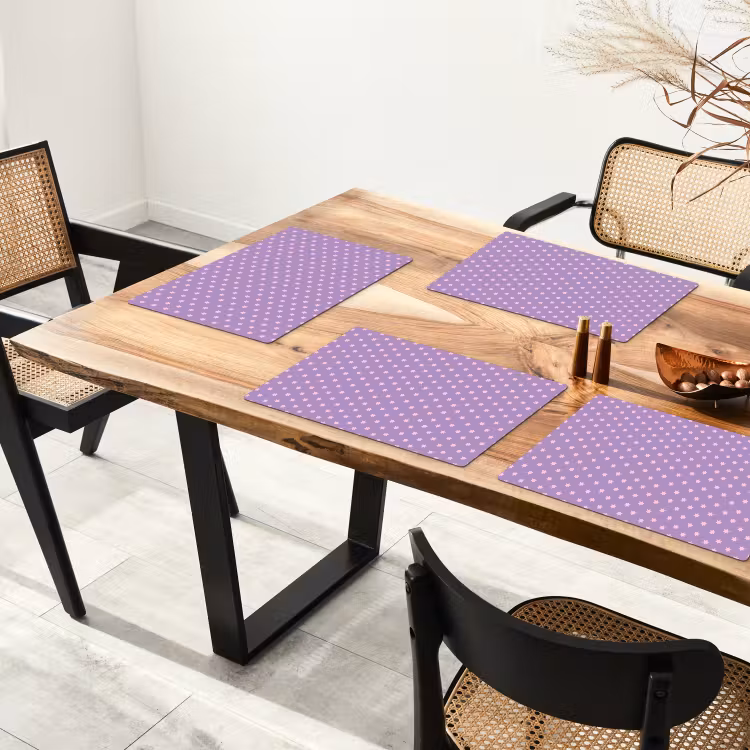 Placemat - 6 stuks - Paars - Roze - Sterren - Geometrisch - Patroon — 5