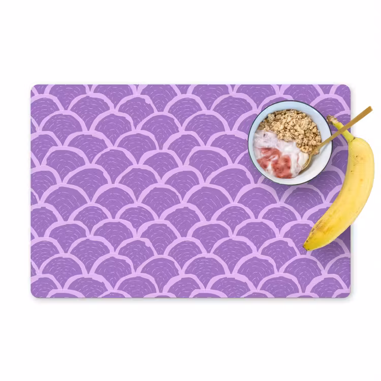 Placemat - 6 stuks - Paars - Schubber - Schelpen - Handgetekend - Patroon — 1