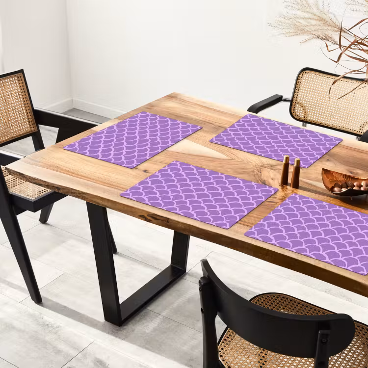 Placemat - 6 stuks - Paars - Schubber - Schelpen - Handgetekend - Patroon — 5