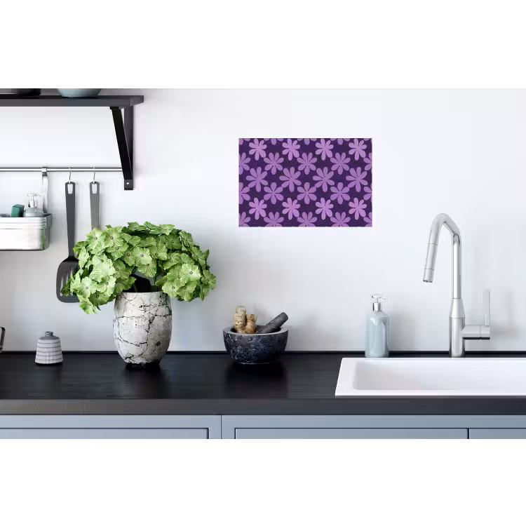 Muursticker - Paars - Botanisch - Bloemen - Retro - Patroon — 2