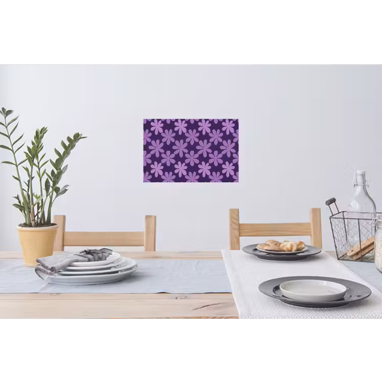 Muursticker - Paars - Botanisch - Bloemen - Retro - Patroon — 3