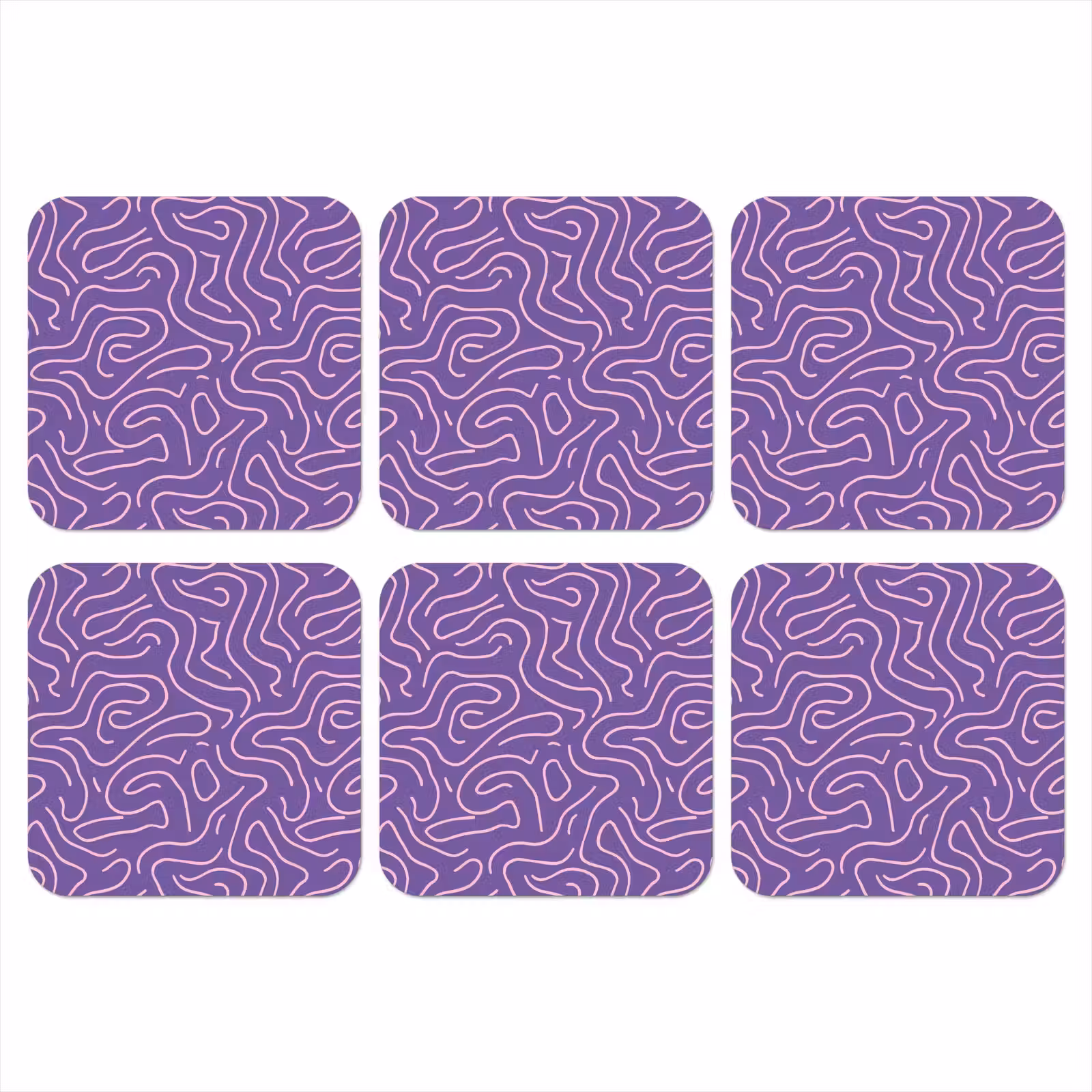 Onderzetter​ - Paars - Roze - Abstract - Lijnen - Doolhof - Patroon — 1