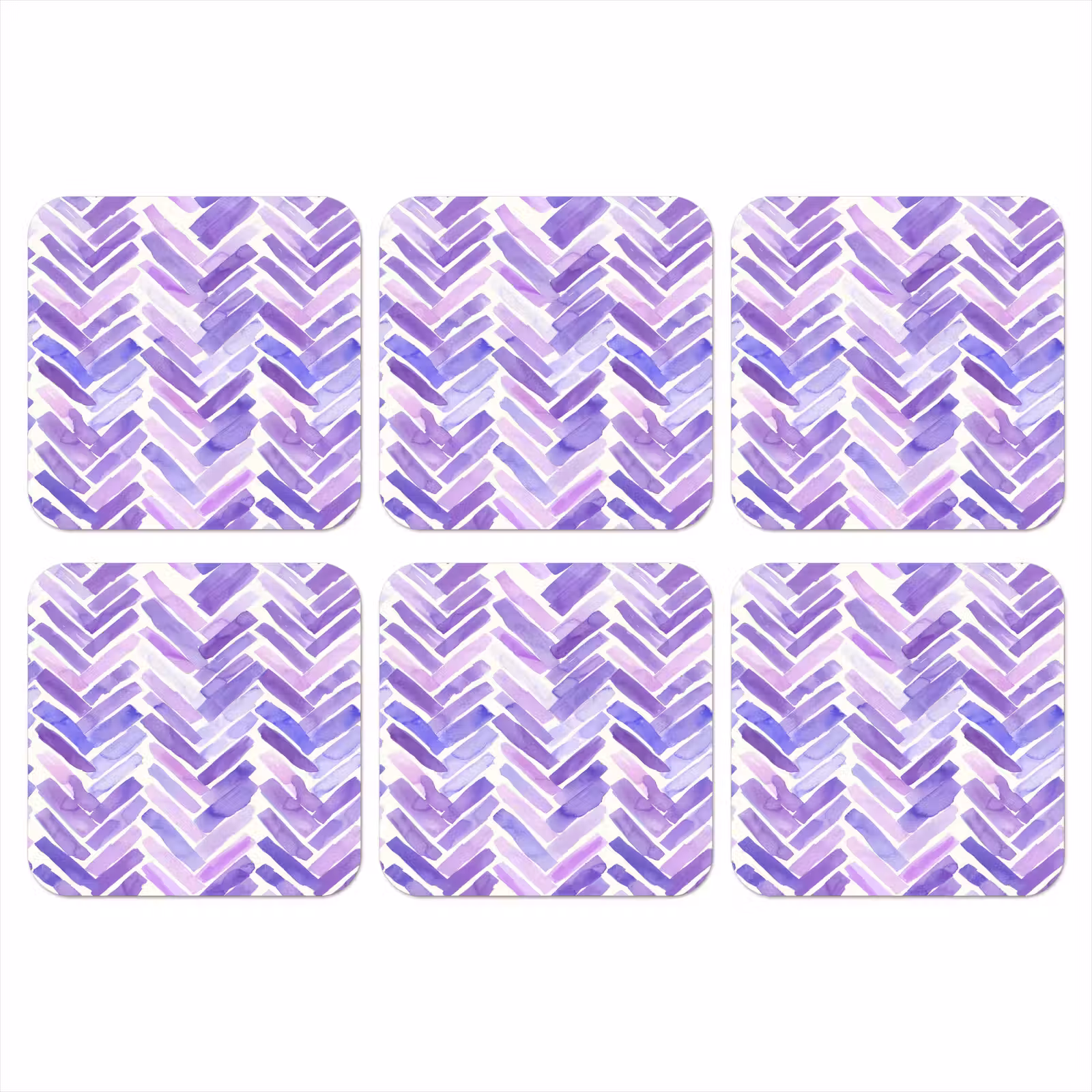 Onderzetter​ - Paars - Visgraat - Aquarel - Penseelstreken - Patroon — 1