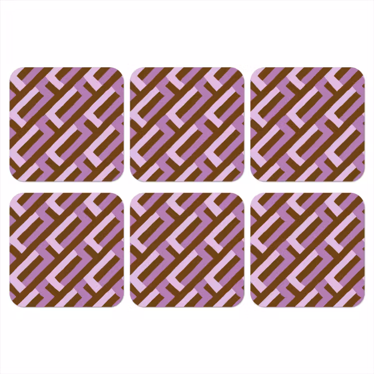 Onderzetter​ - Bruin - Roze - Geometrisch - Meander - Patroon — 1
