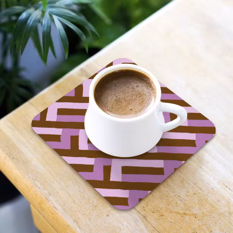Onderzetter​ - Bruin - Roze - Geometrisch - Meander - Patroon — 3