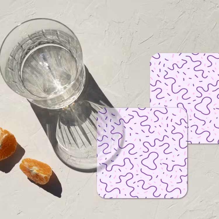 Onderzetter​ - Paars - Abstract - Memphis - Retro - Spikkels - Patroon — 2