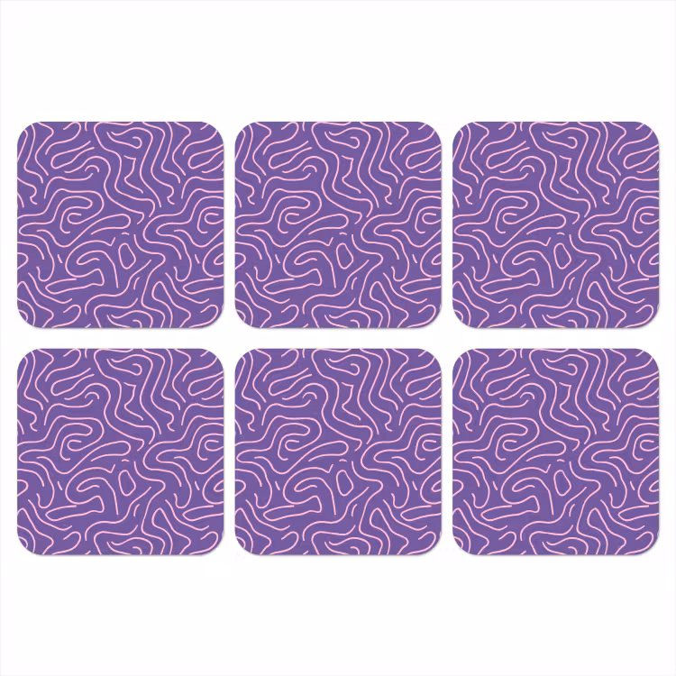 Onderzetter​ - Paars - Roze - Abstract - Lijnen - Doolhof - Patroon — 1