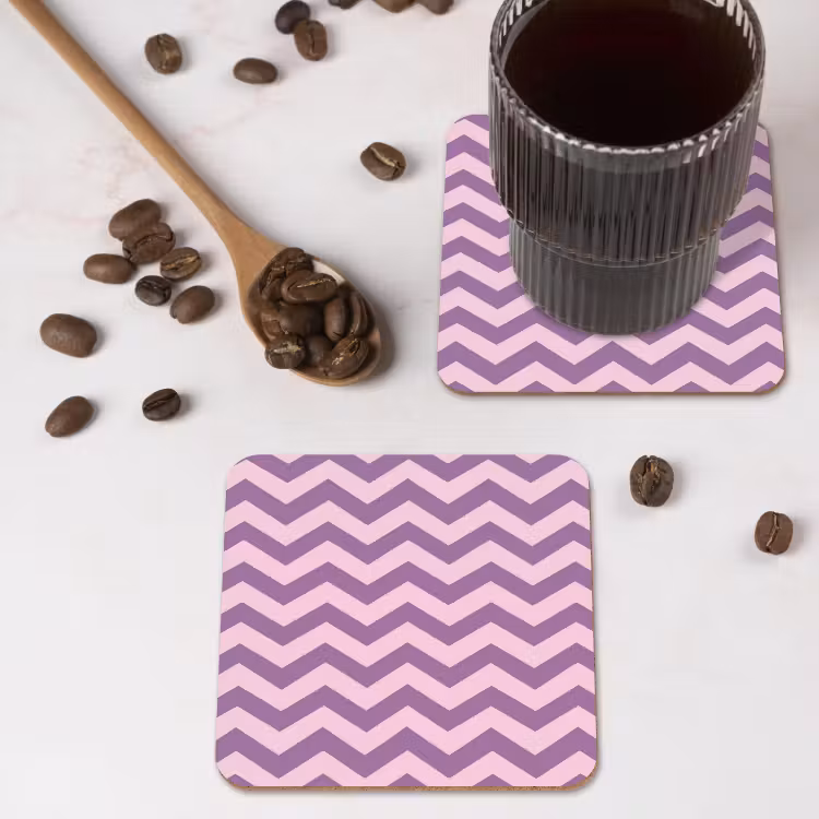 Onderzetter​ - Paars - Roze - Geometrisch - Chevron - Zigzag - Patroon — 4