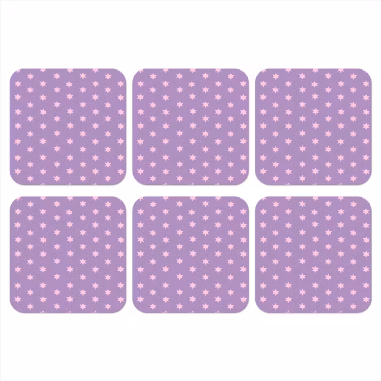 Onderzetter​ - Paars - Roze - Sterren - Geometrisch - Patroon — 1
