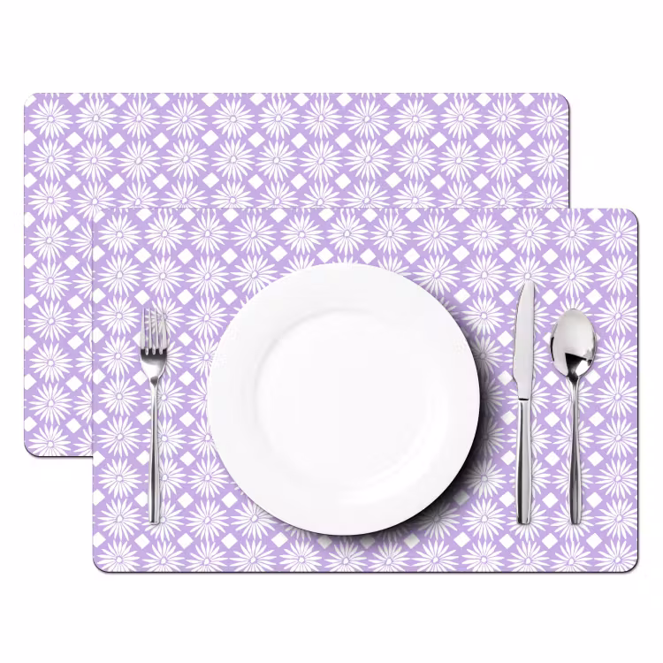 Placemat - 6 stuks - Lila - Botanisch - Bloemen - Margrieten - Patroon — 2