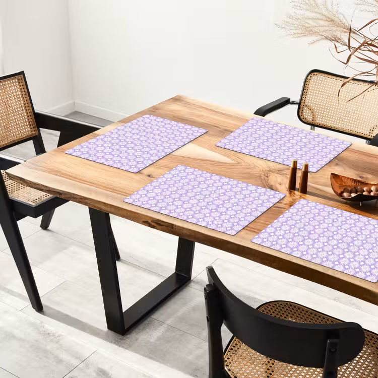 Placemat - 6 stuks - Lila - Botanisch - Bloemen - Margrieten - Patroon — 5