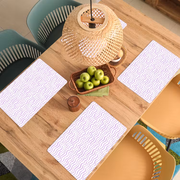 Placemat - 6 stuks - Lila - Geometrisch - Golfjes - Lijnen - Patroon — 6