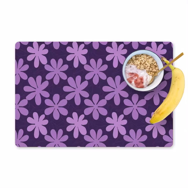 Placemat - 6 stuks - Paars - Botanisch - Bloemen - Retro - Patroon — 1