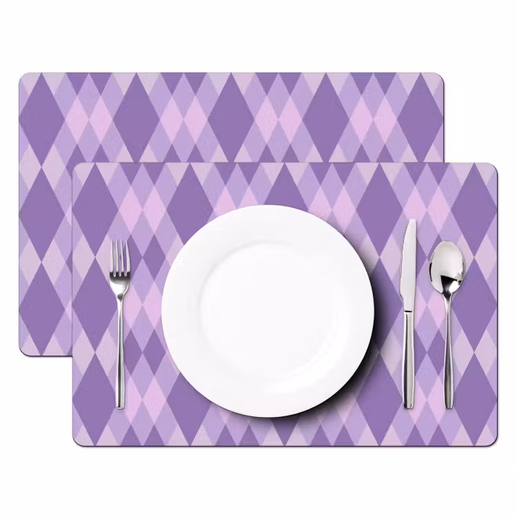 Placemat - 6 stuks - Paars - Geometrisch - Ruiten - Argyle - Patroon — 2