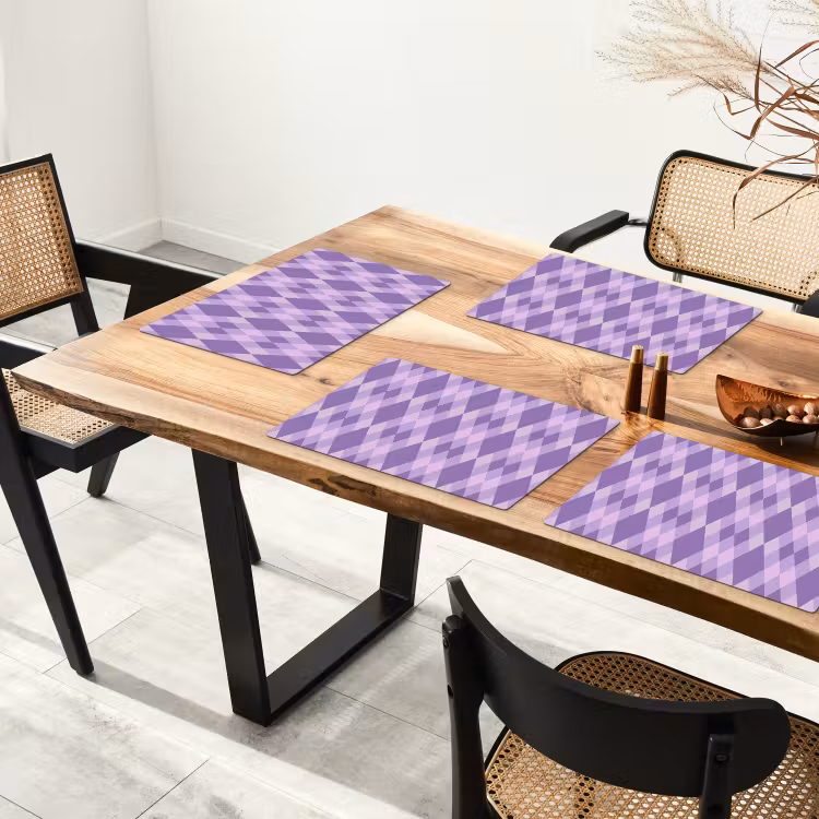 Placemat - 6 stuks - Paars - Geometrisch - Ruiten - Argyle - Patroon — 5