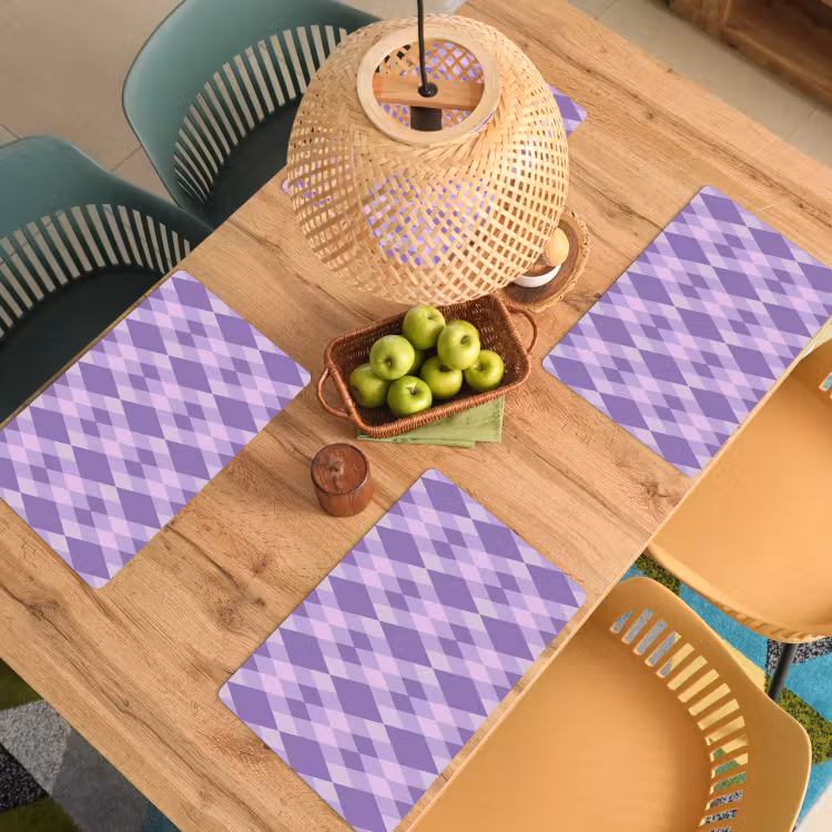 Placemat - 6 stuks - Paars - Geometrisch - Ruiten - Argyle - Patroon — 6