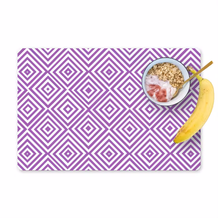 Placemat - 6 stuks - Paars - Geometrisch - Ruiten - Concentrisch - Patroon — 1
