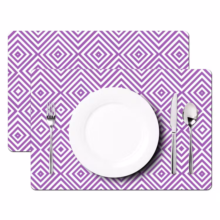 Placemat - 6 stuks - Paars - Geometrisch - Ruiten - Concentrisch - Patroon — 2