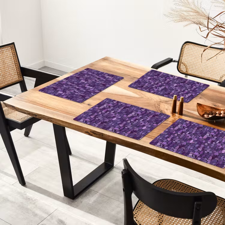 Placemat - 6 stuks - Paars - Mozaïek - Scherven - Steen - Patroon — 5