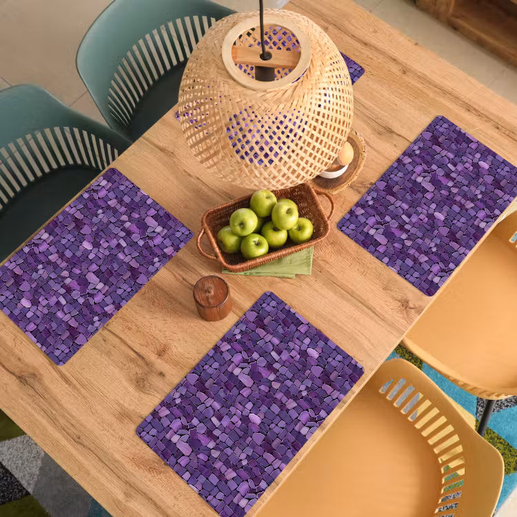 Placemat - 6 stuks - Paars - Mozaïek - Scherven - Steen - Patroon — 6