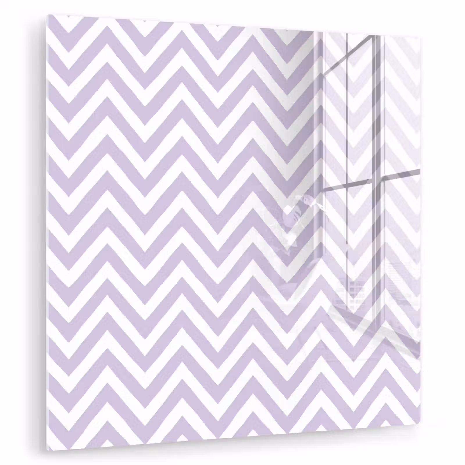 Glas schilderij - Lila - Geometrisch - Chevron - Zigzag - Patroon — 1