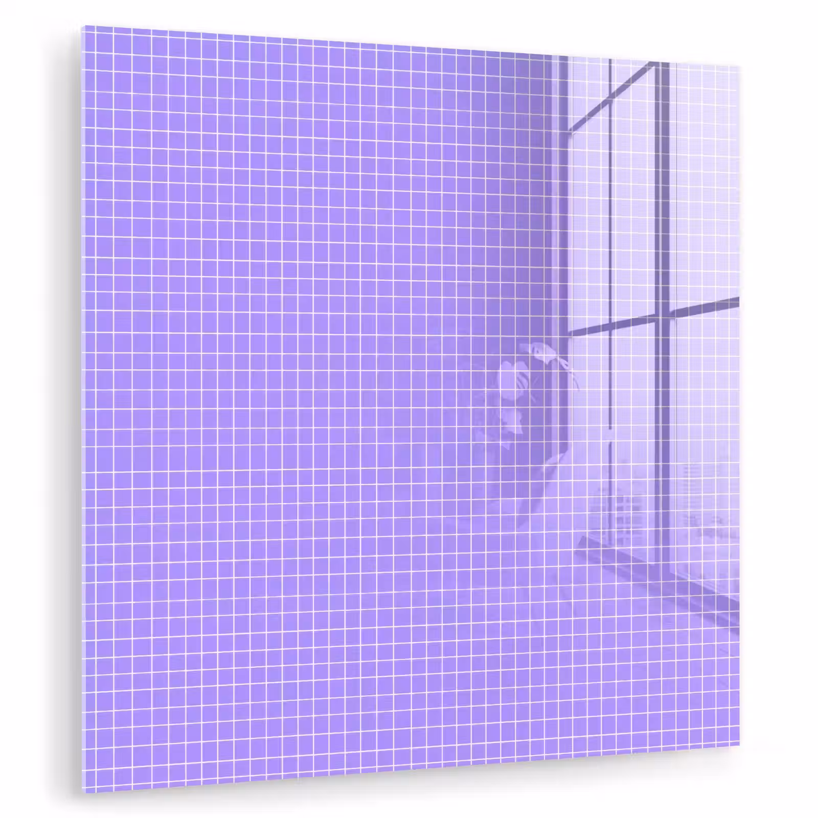 Glas schilderij - Paars - Geometrisch - Raster - Minimalistisch - Patroon — 1