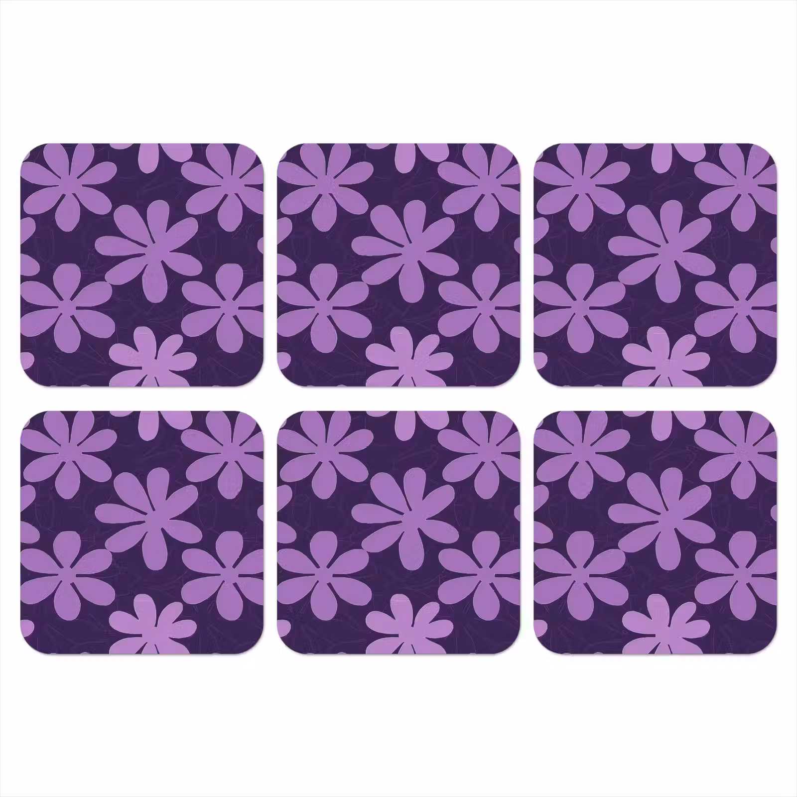 Onderzetter​ - Paars - Botanisch - Bloemen - Retro - Patroon — 1