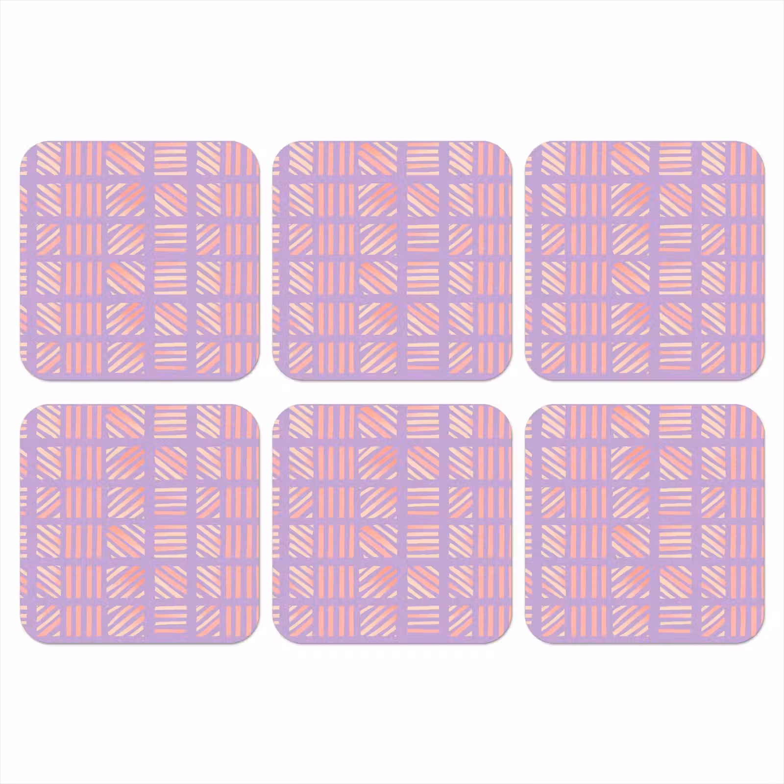 Onderzetter​ - Paars - Roze - Geometrisch - Strepen - Blokken - Patroon — 1