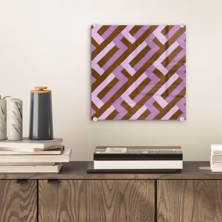 Glas schilderij - Bruin - Roze - Geometrisch - Meander - Patroon — 2