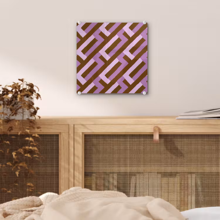 Glas schilderij - Bruin - Roze - Geometrisch - Meander - Patroon — 5
