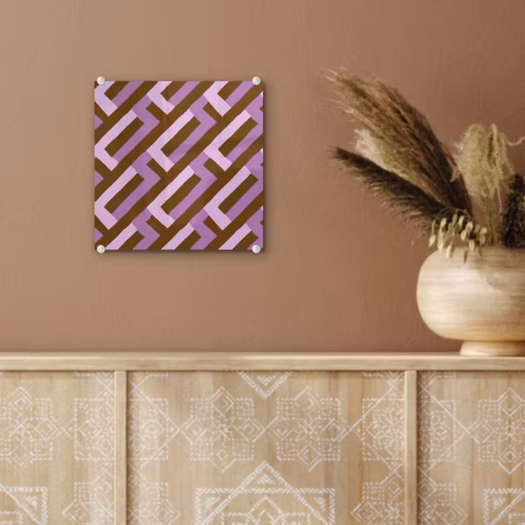 Glas schilderij - Bruin - Roze - Geometrisch - Meander - Patroon — 6