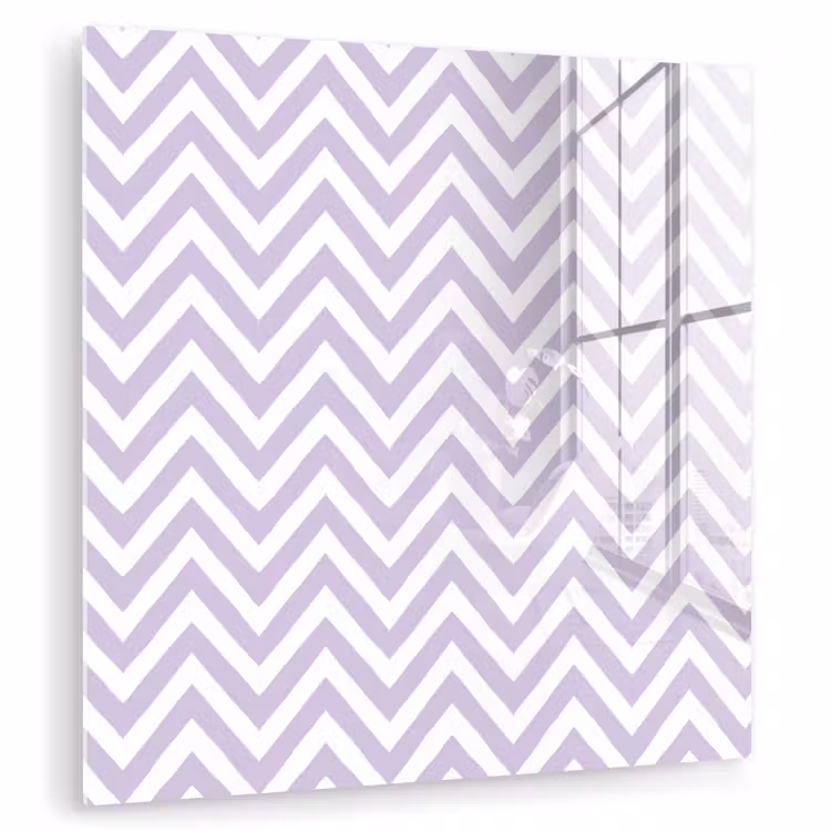 Glas schilderij - Lila - Geometrisch - Chevron - Zigzag - Patroon — 1