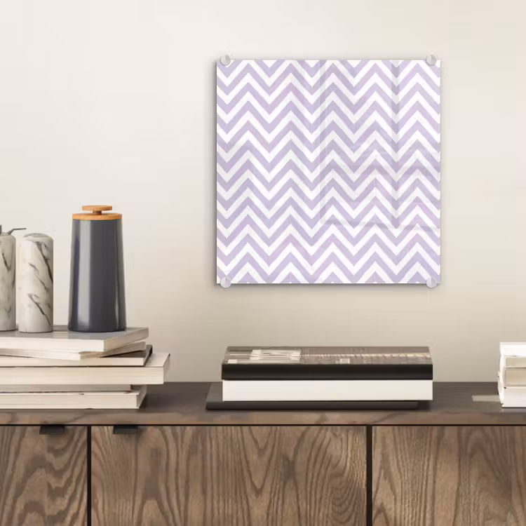Glas schilderij - Lila - Geometrisch - Chevron - Zigzag - Patroon — 2